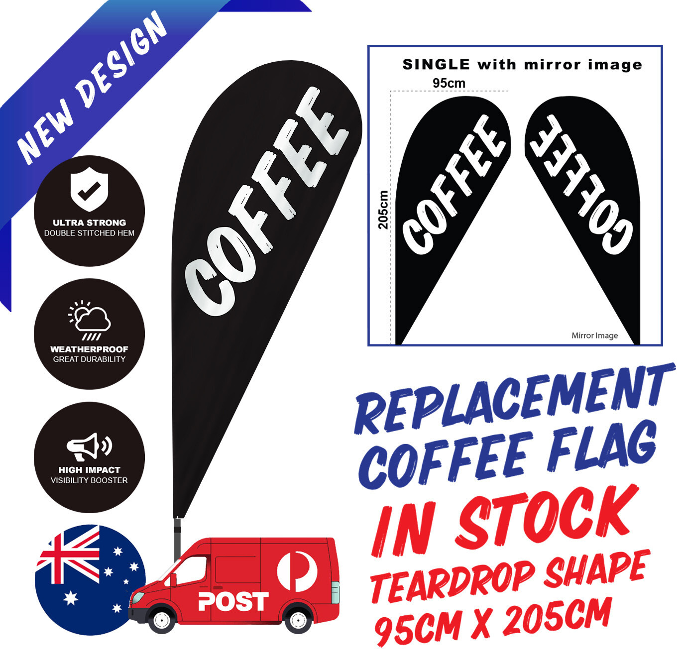 Coffee Teardrop Flag /Coffee 2 Go Replacement Banner / Coffee Sign