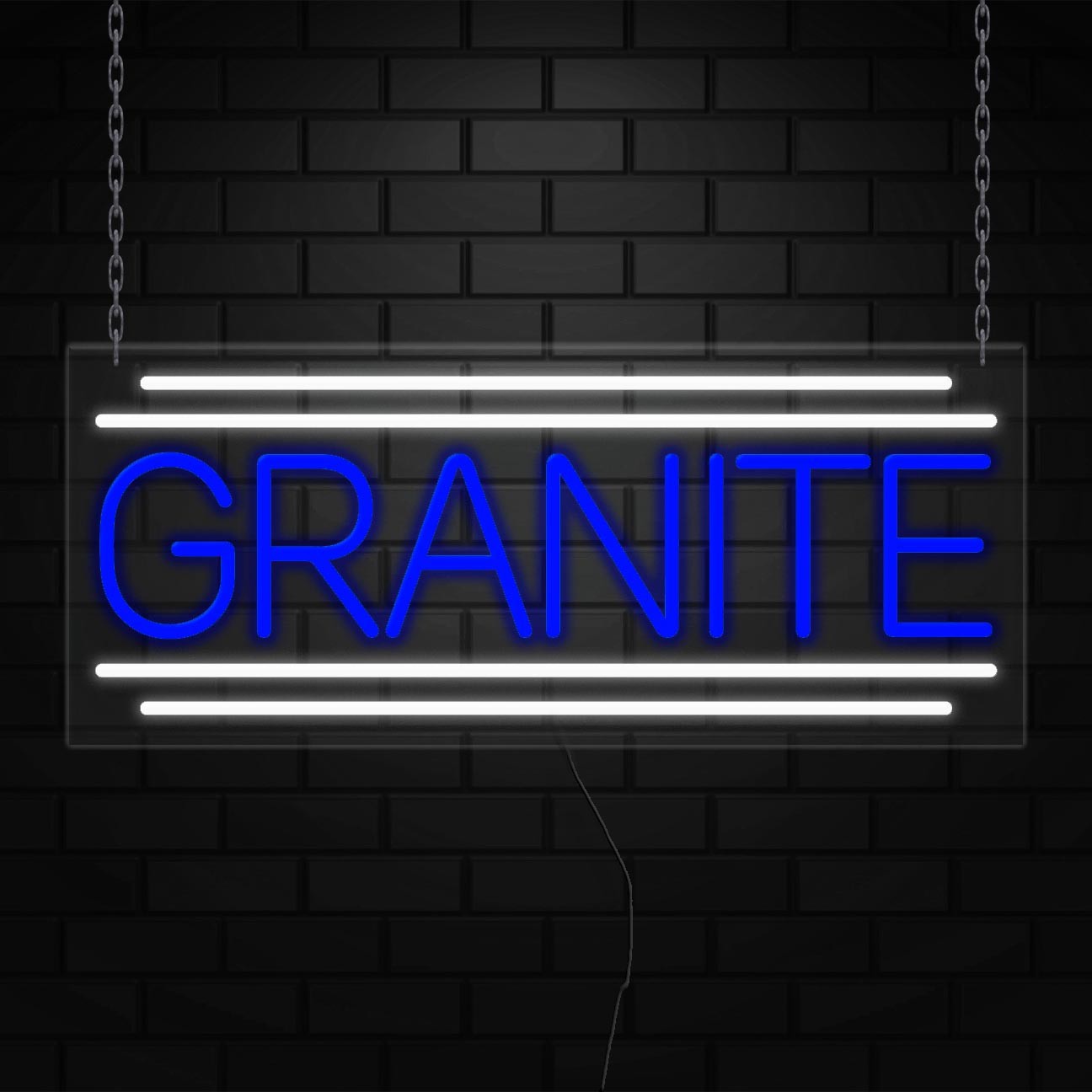 Granite Sign for Business Displays | LED Flex Neon | 32&Prime;W x 13&Prime;H x 1&Prime;D
