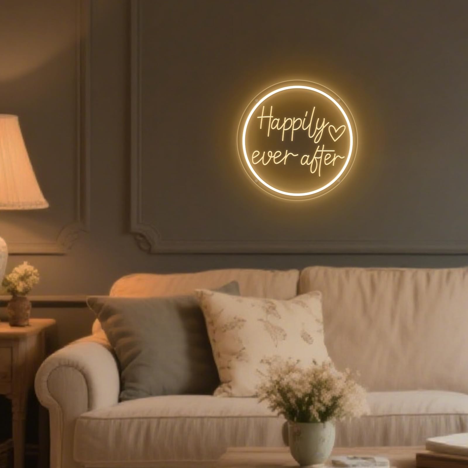 Happily Ever After Neon Sign Dimmable LED Neon Lights Sign for Wall Decor USB…