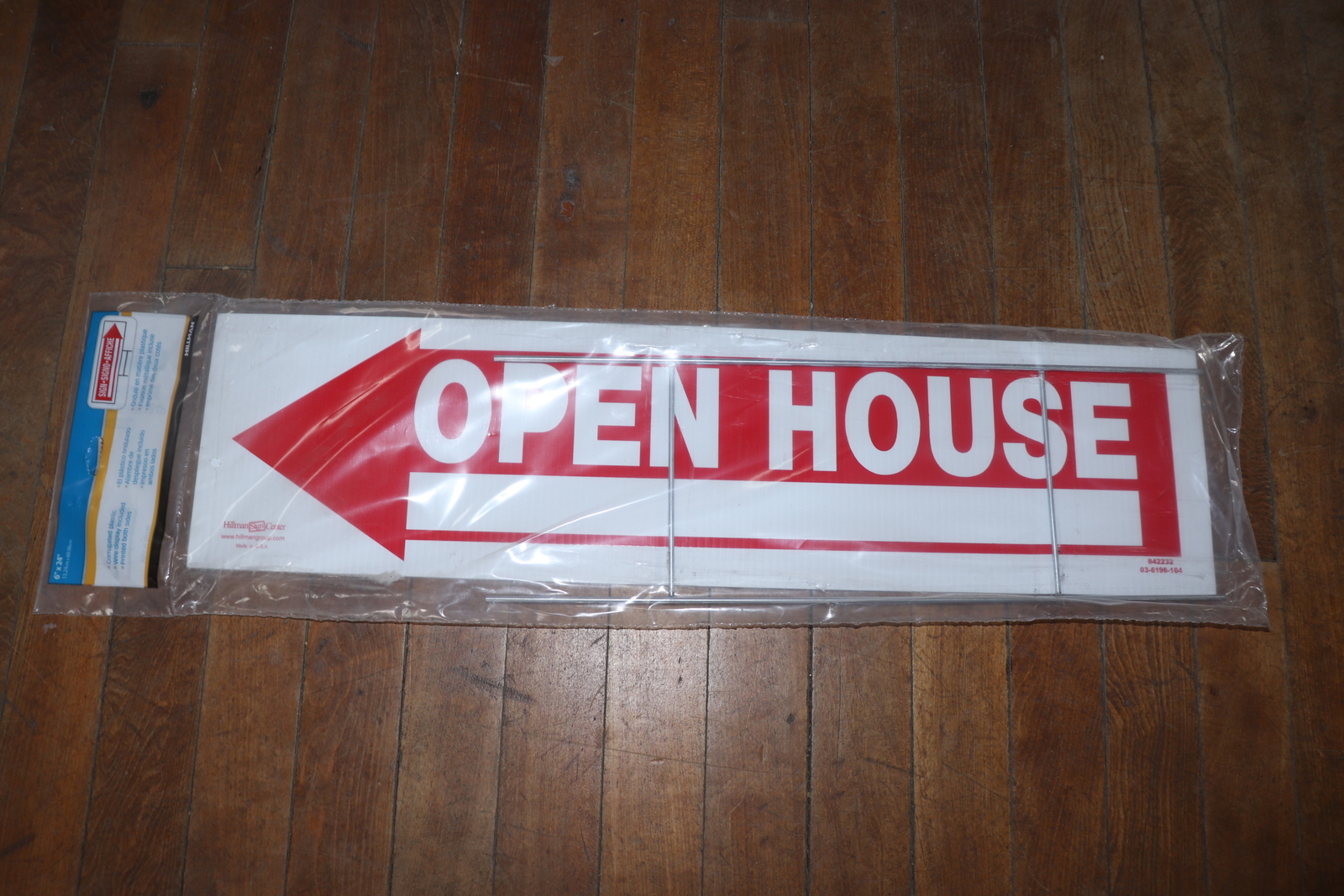 Hillman Open House Arrow Sign with Space for Fill In 6&Prime; x 24&Prime; 842232