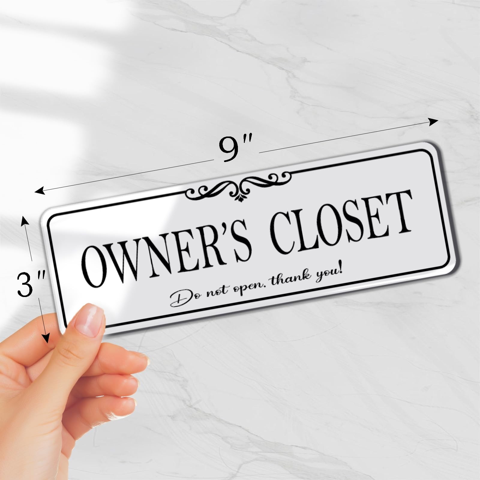 9×3 Inch Elegant White Owners Closet Acrylic SelfStick Signage Host Decor