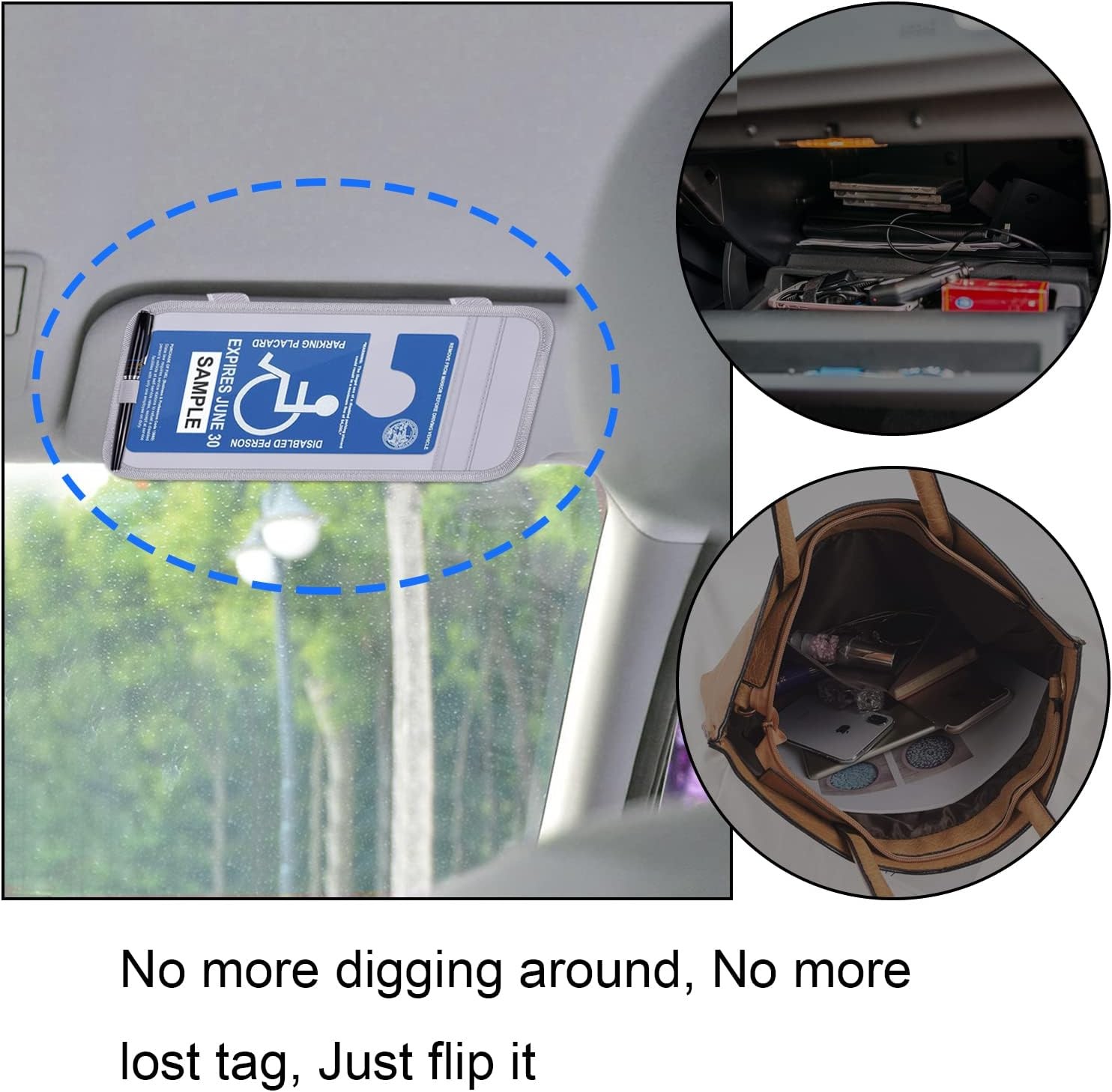 Handicap Placard Holder for Auto, Wisdompro Disabled Parking Permit Sign Gray