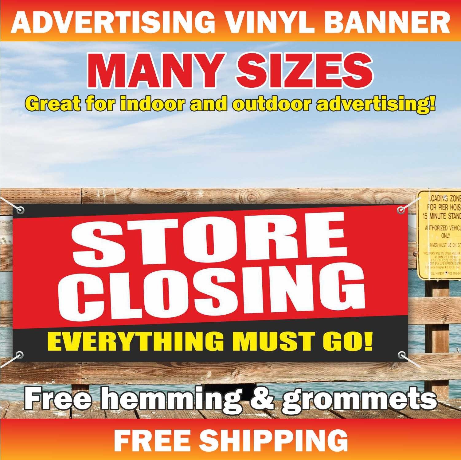STORE CLOSING EVERYTHING MUST GO Advertising Banner Vinyl Sign Sale Discount