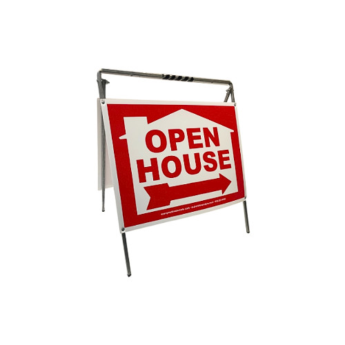 Real Estate Open House Sign Kit Metal A-Frame 5 Pack Red House