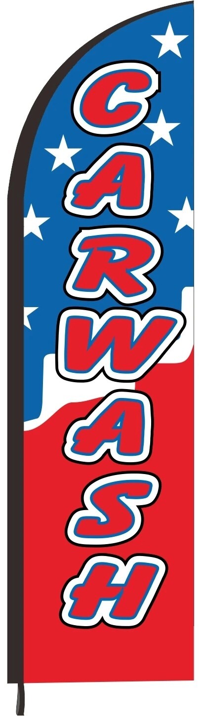 2x6ft Car Wash Feather Flag, Swooper Bow Banner 50 X 200 cm Outdoor Advertising