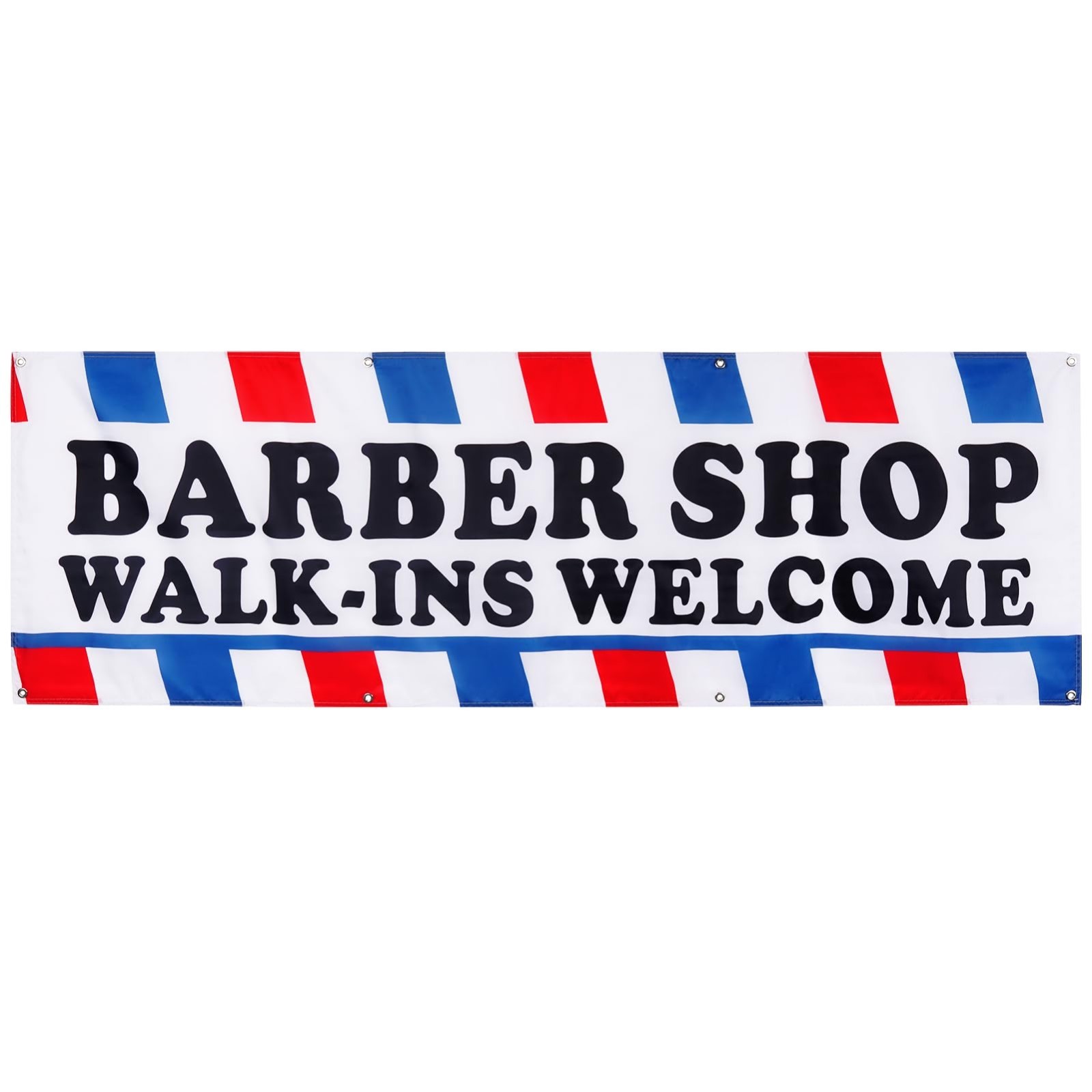Large 2×6 ft Barber Shop Banner – Walk-Ins Welcome, Durable Polyester Sign with