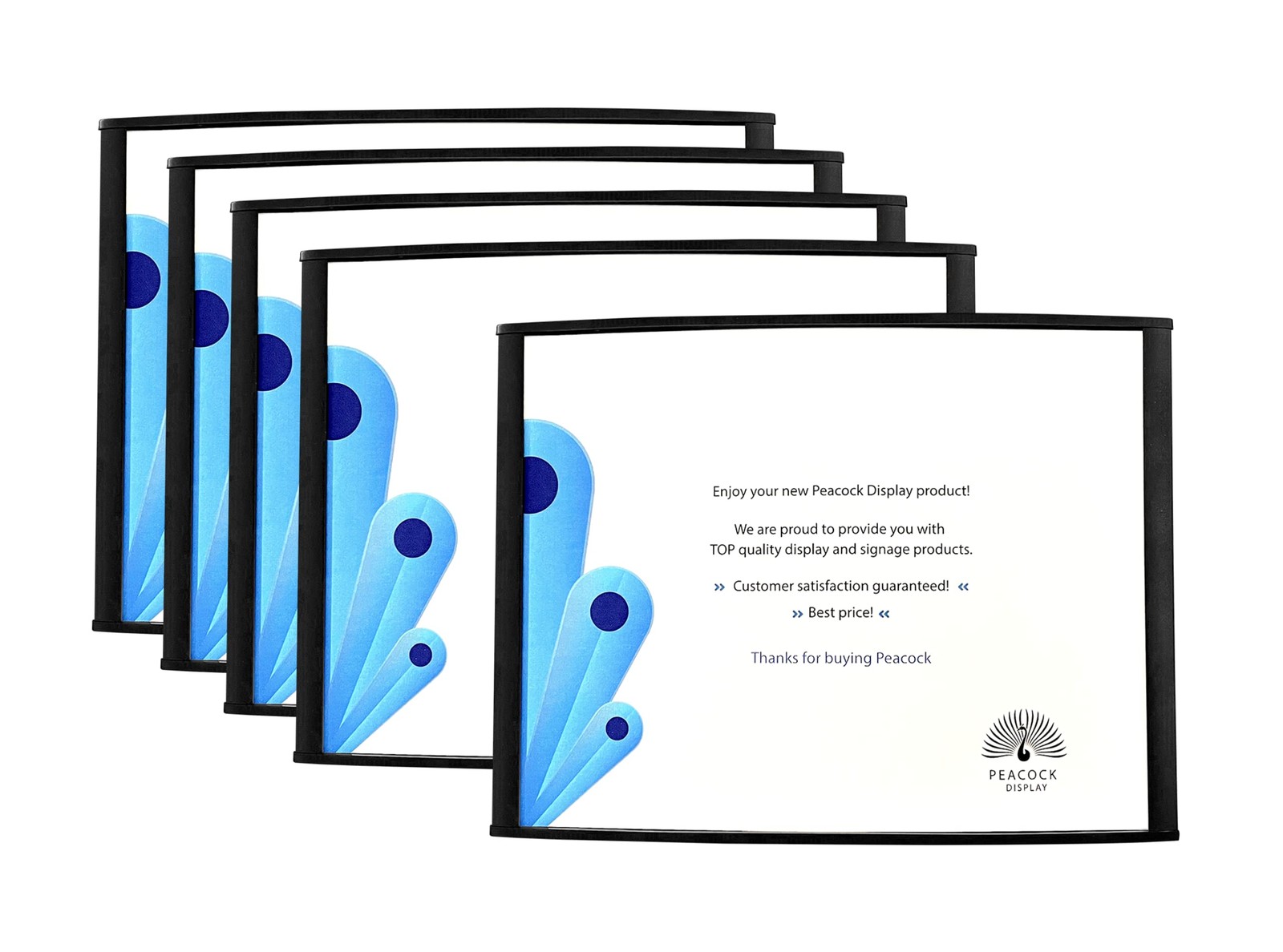 Peacock display Curved Office 11 x 8.5 inches, N-11×8.5&Prime; 5 signs black