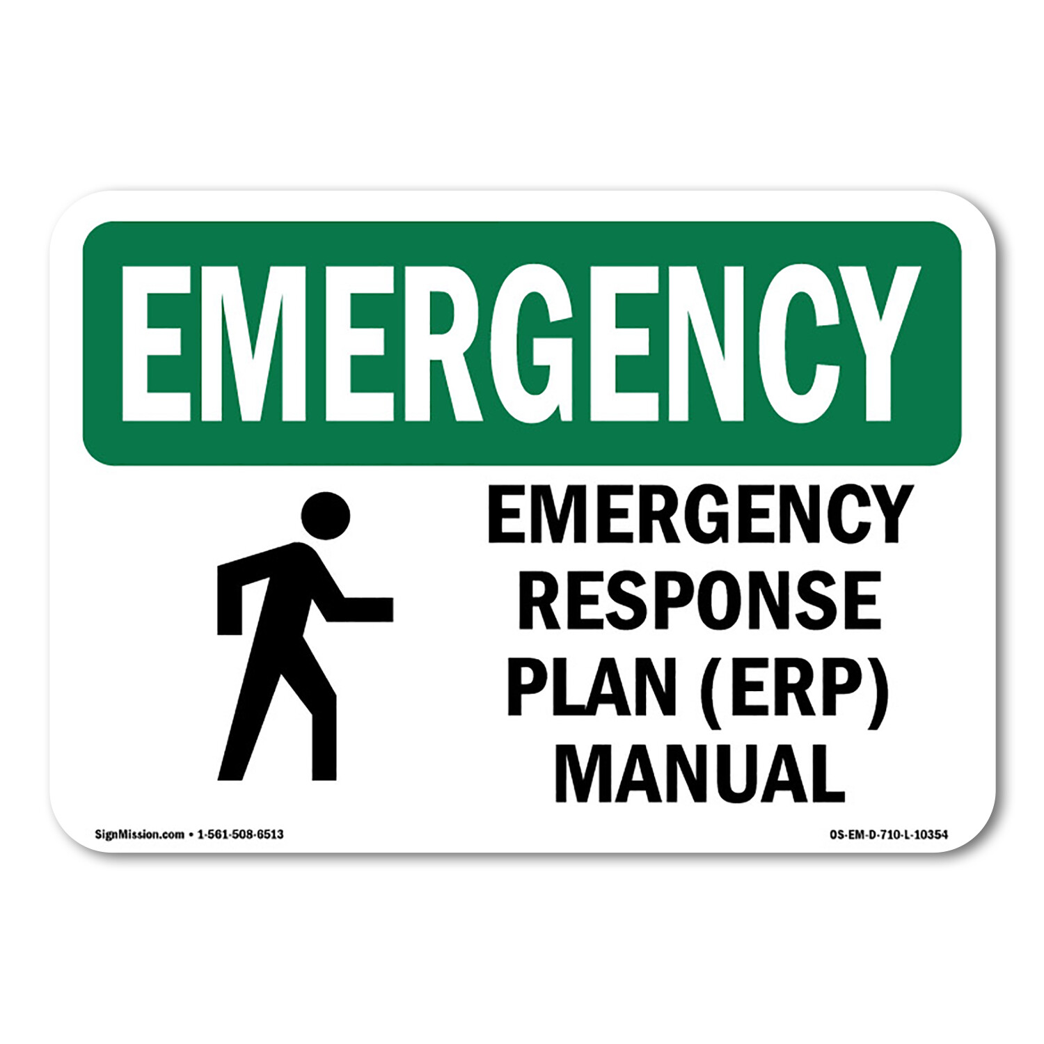 Response Plan (ERP) Manual OSHA Emergency Sign Metal Plastic Decal