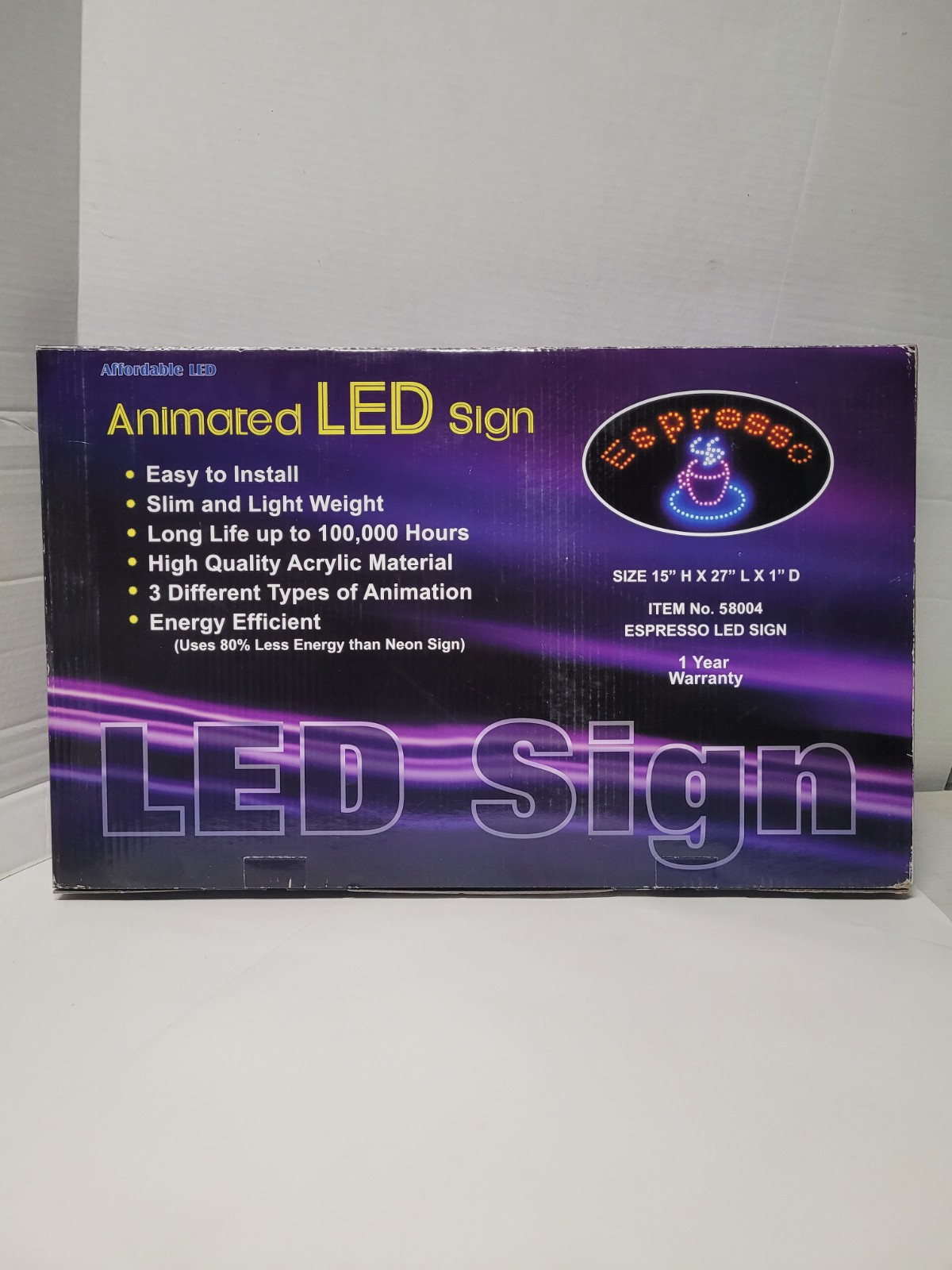 Animated Motion LED Expresso Business Sign On Off Swith Light Neon Display NEW