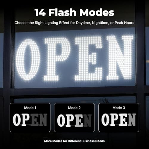 40&Prime; x 14&Prime; Large LED Open Sign with Remote Control High Bright Visibility