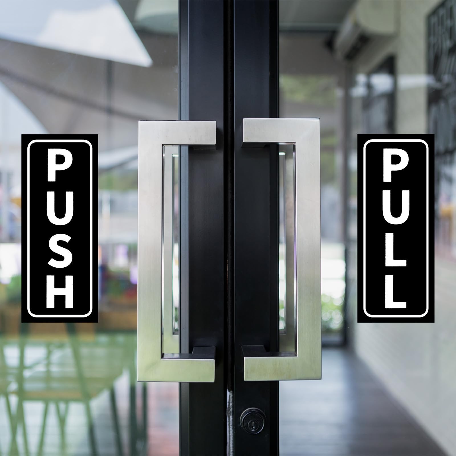 2 PCS Push Pull Door Signs, Vertical Push Pull Door Stickers Sign -Adhesive D…