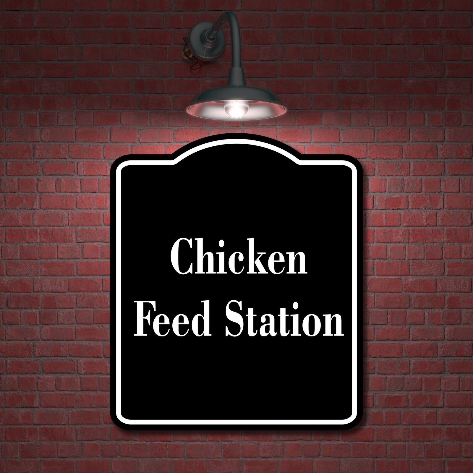 Chicken Feed Station BLACK Aluminum Composite Sign