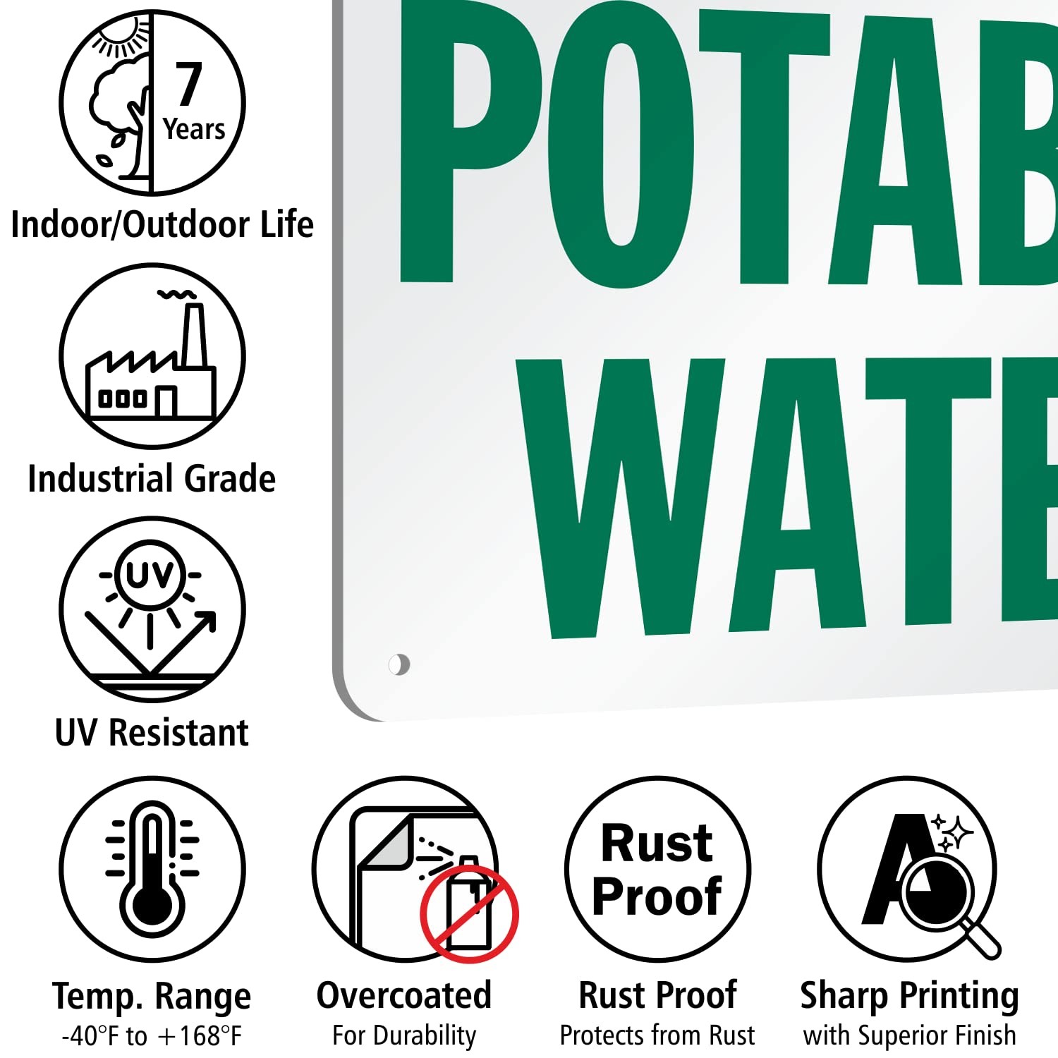 « Potable Water » Sign | 7&Prime; x 10&Prime; Aluminum