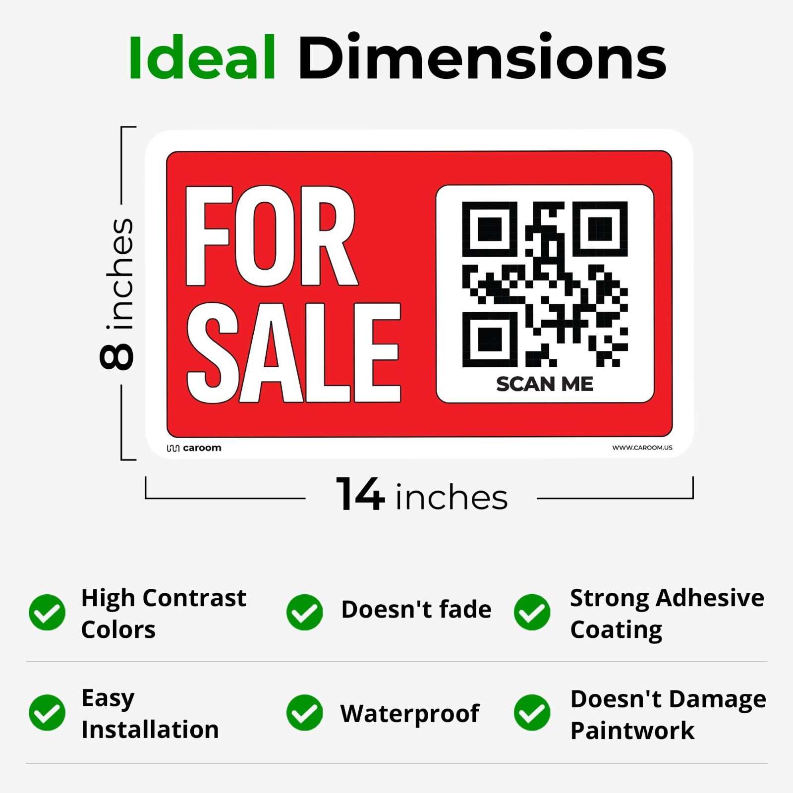 14 » x 8 » Self-Adhesive Sale Signs – 2-Pack for Real Estate, Business & Vehicle