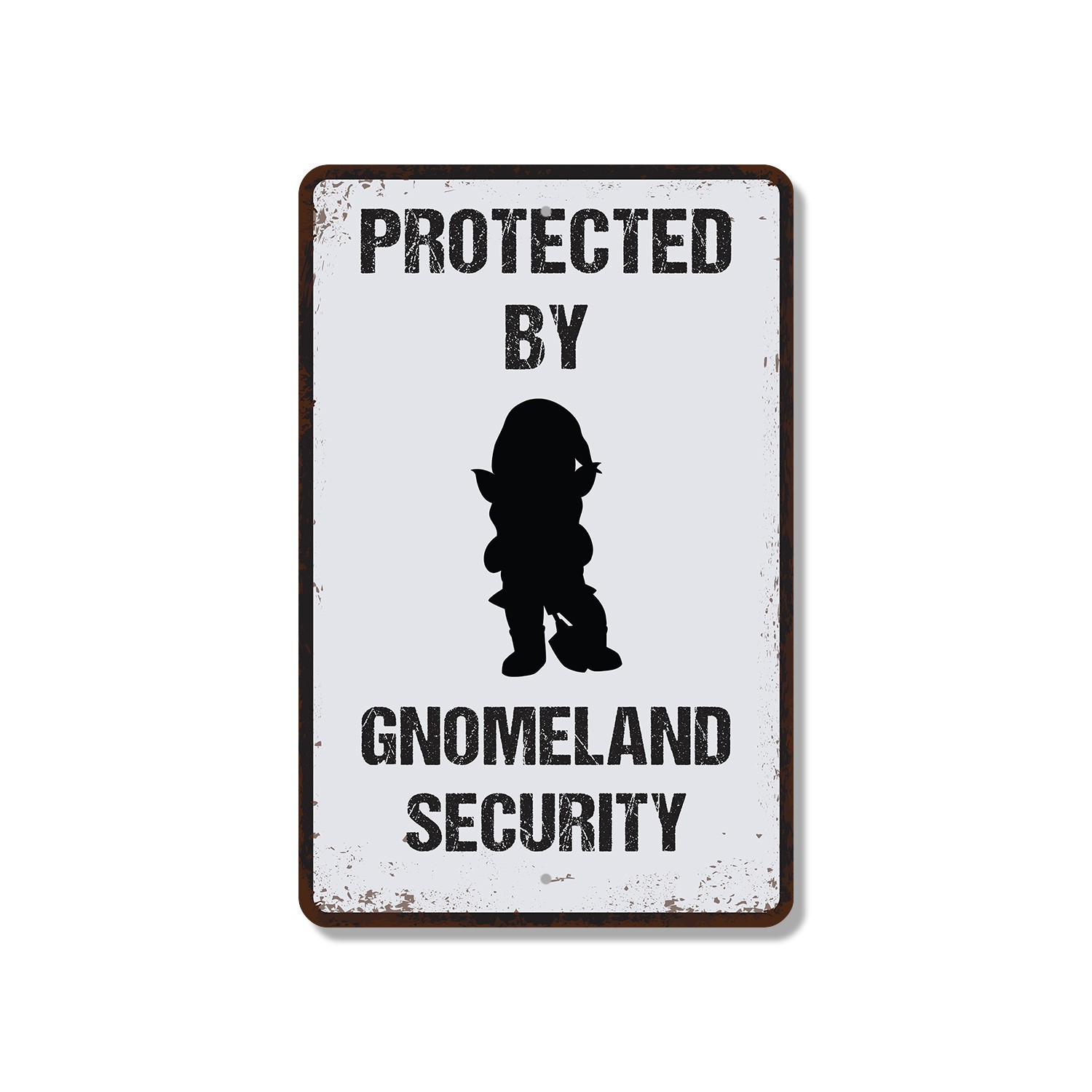 Funny Gnomeland Security Sign Guarded by Garden Gnomes Perfect for Gardens
