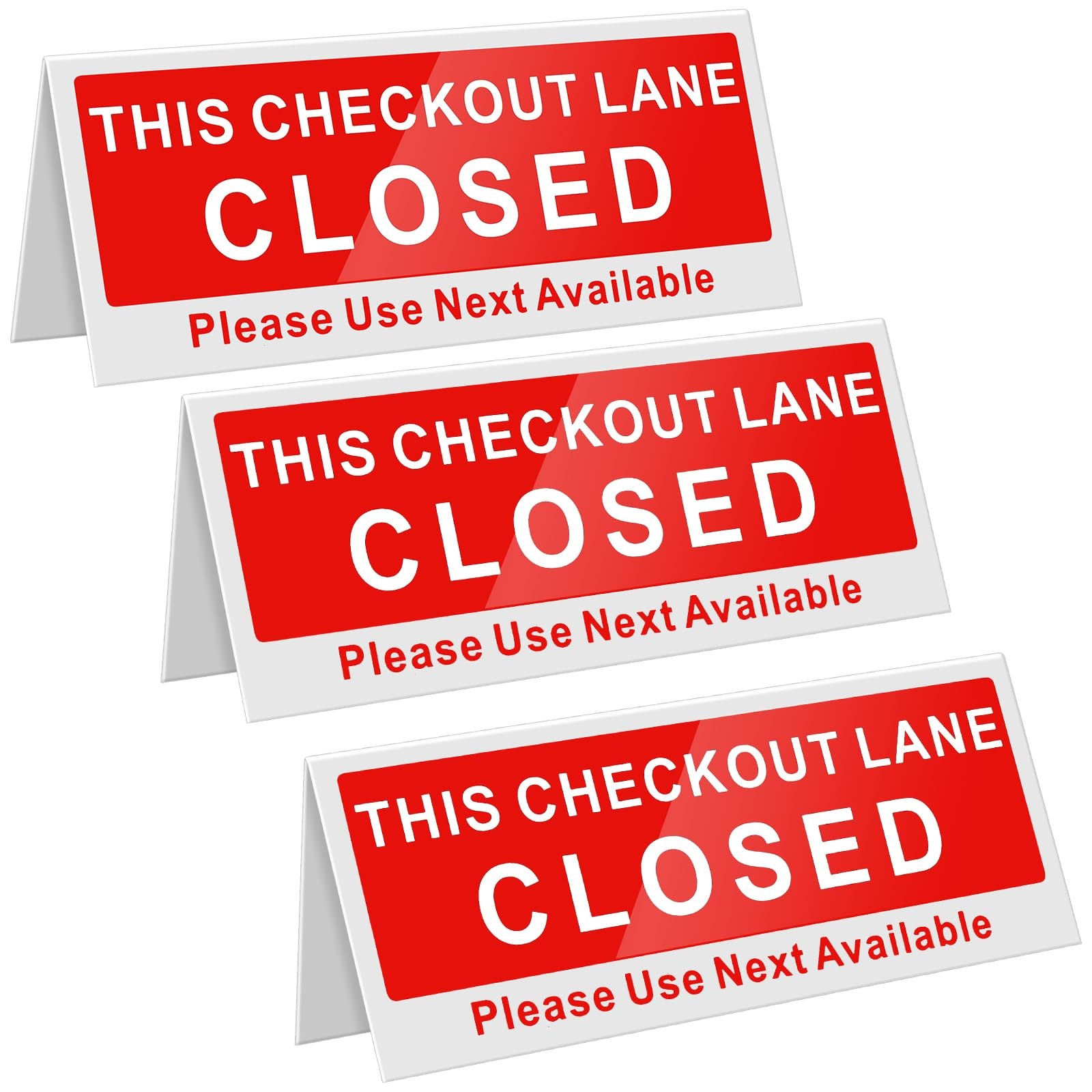 Checkout Closed Desk Sign V Shaped Tabletop Red White Double Sided 3 PCS