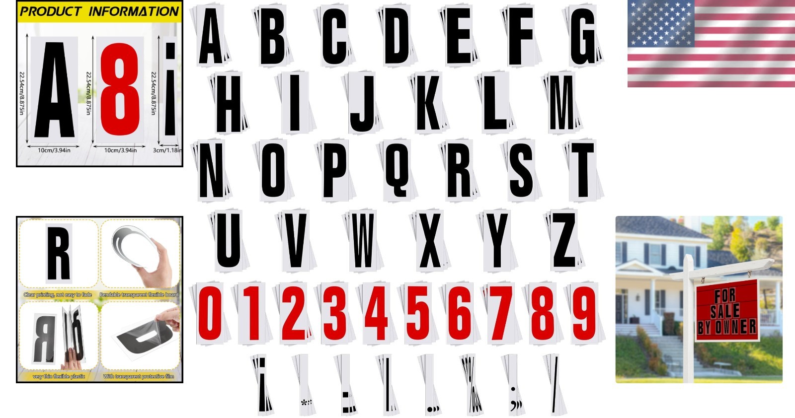 400 Pcs Marquee Sign Letters Flexible Plastic Letters on Flexible Panel for Outd