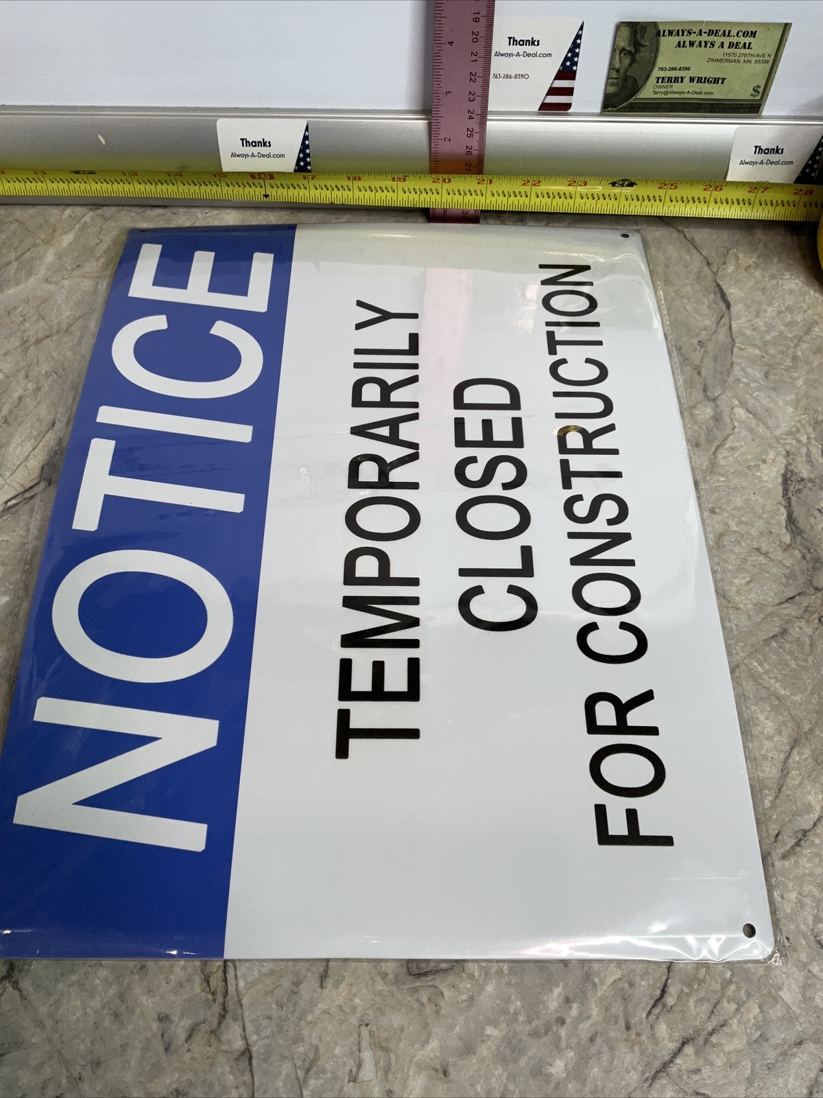 Smartsign 16 X 12” NOTICE TEMPORARILY CLOSED FOR CONSTRUCTION OSHA Metal SIGN