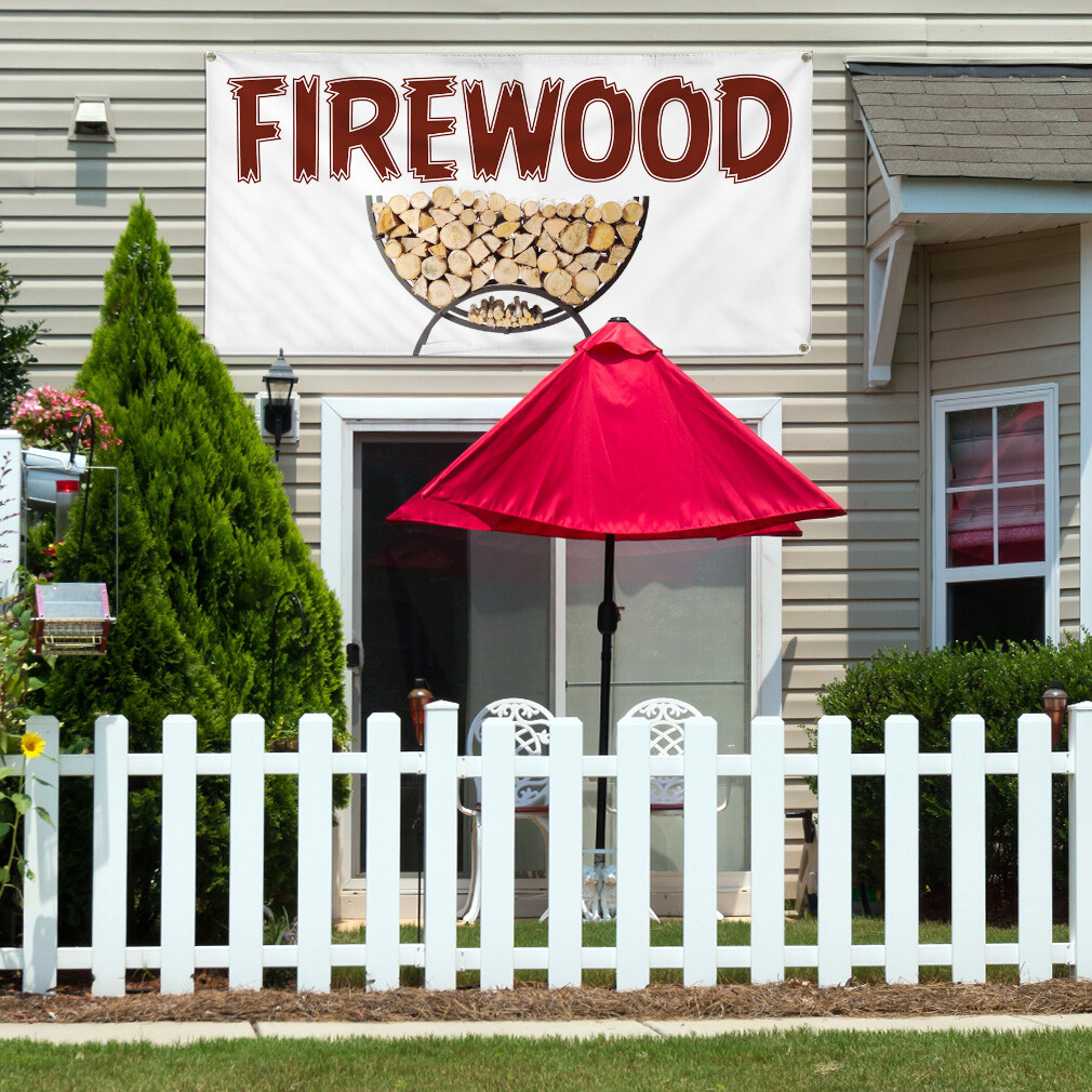 Vinyl Banner Sign Firewood #1 Style C Business Marketing Advertising White