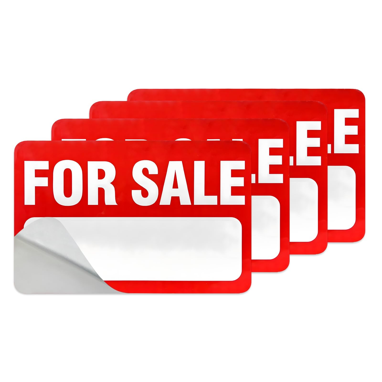 For Sale Sign 4 PCS 12&Prime; x 8&Prime; Self-Adhesive Reflective Vinyl Easy to Write Apply