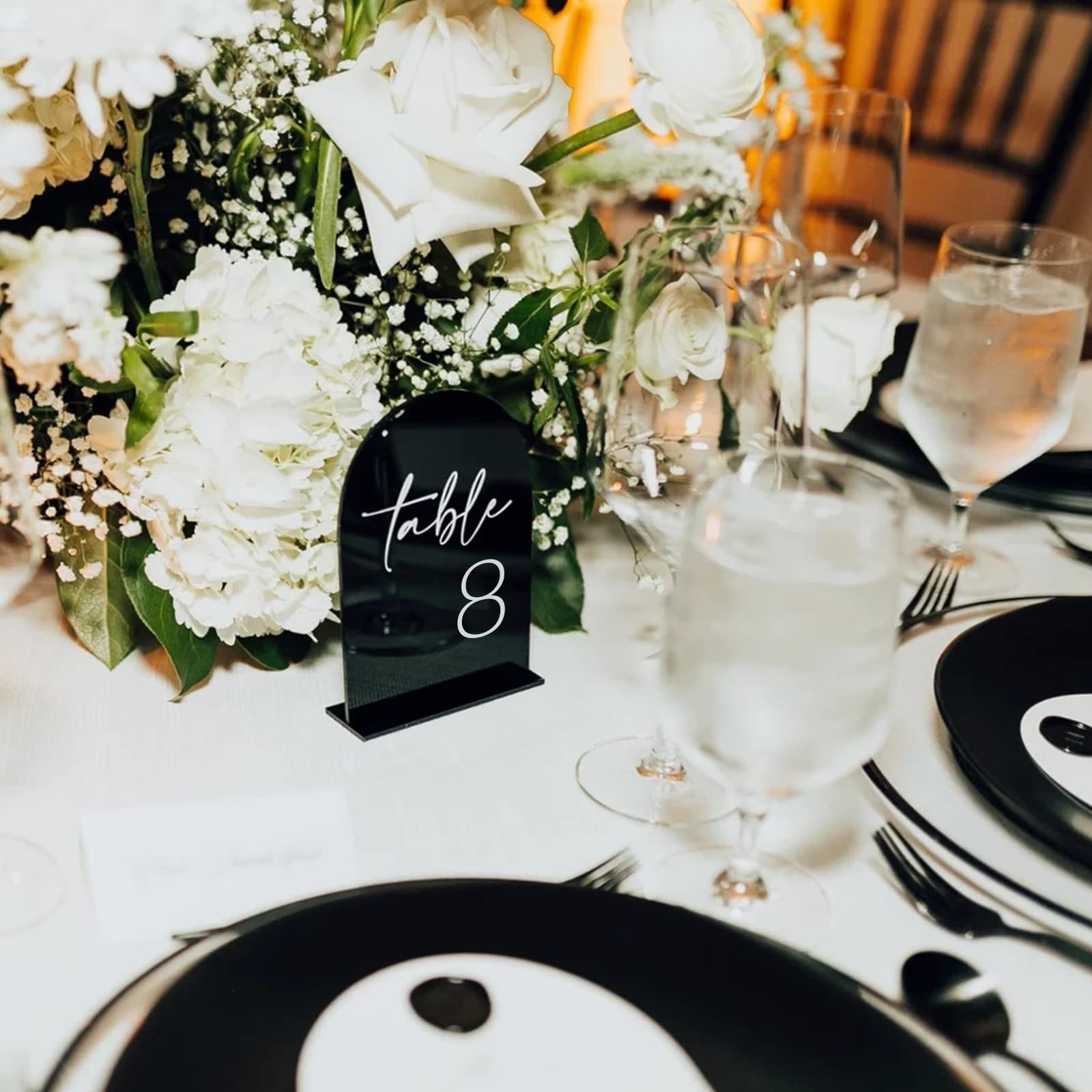 10 PCS 5×7 Inch Blank Black Arch Acrylic Sign Stand DIY Wedding Table Number
