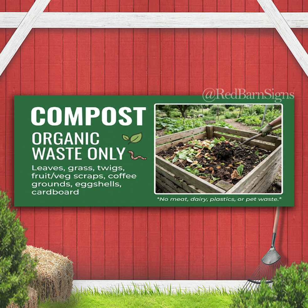 Compost Organic Waste Only Indoor Outdoor Banner Sign with grommets