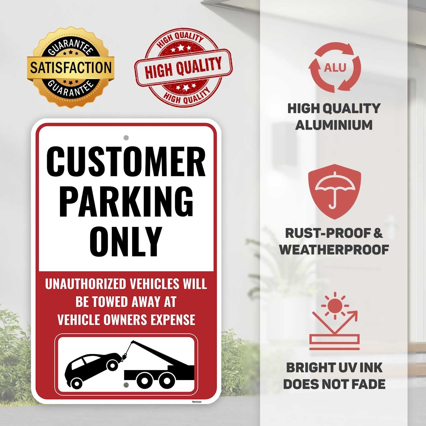 2PC Customer Parking Sign, 18 x 12 Inches – Aluminum – Customer Parking Only …