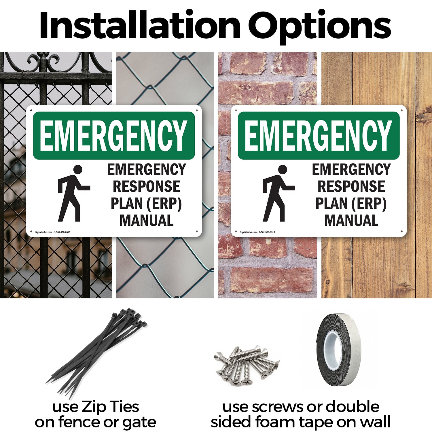 (2 Pack) Response Plan (ERP) Manual With Symbol OSHA Emergency Sign Decal Metal