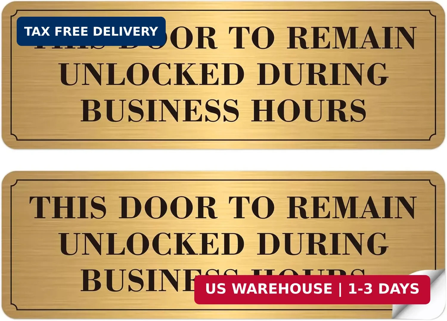 2PCS Door Must Remain Unlocked During Business Hours Sticker Sign，Self-Adhesive