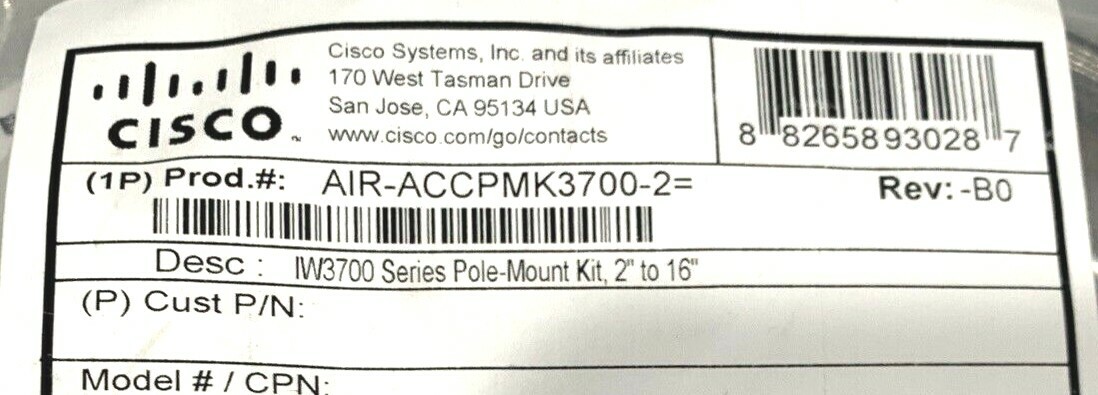 Cisco IW3700 Series Pole-Mount Kit 2&Prime; – 16&Prime;