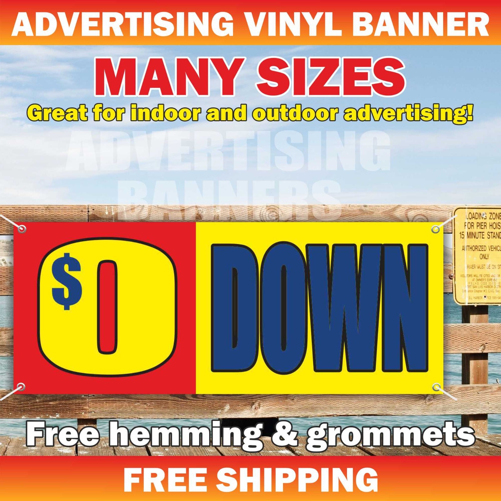 0 Down Payment Advertising Banner Vinyl Mesh Sign Flag Financing Dealers