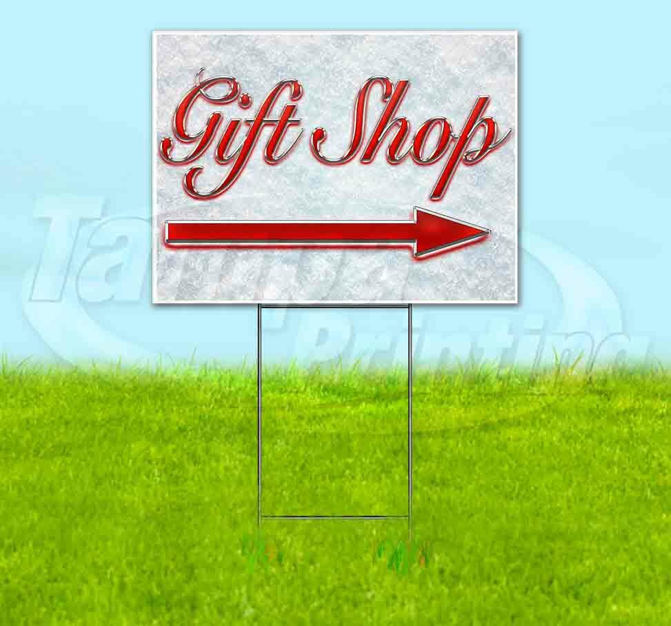 GIFT SHOP RIGHT ARROW Yard Sign Corrugated Plastic Bandit Lawn Decorations USA