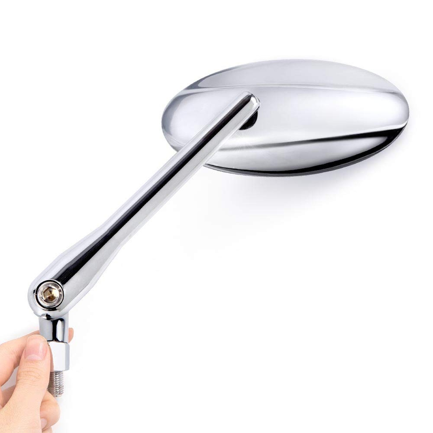 KiWAV Motorcycle Mirrors Rear View Side Ultra Polished Chrome Oval Slim Shape…