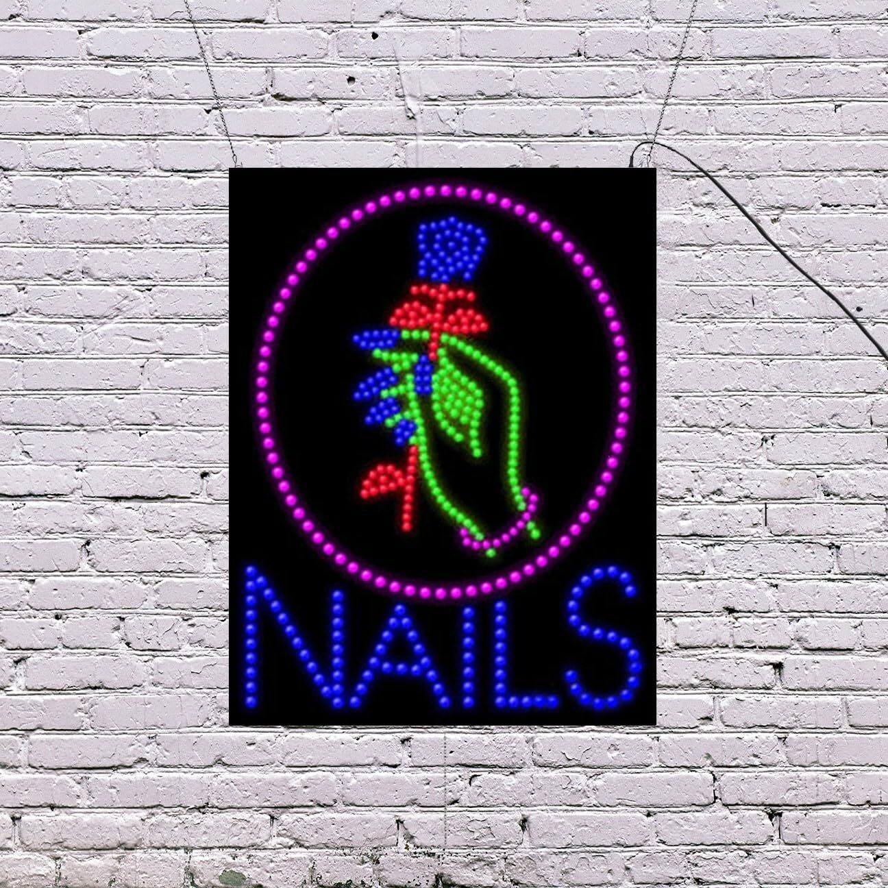 LED Nails Sign | Light Up Sign | 26&Prime;H x 20&Prime;W x 2&Prime;D