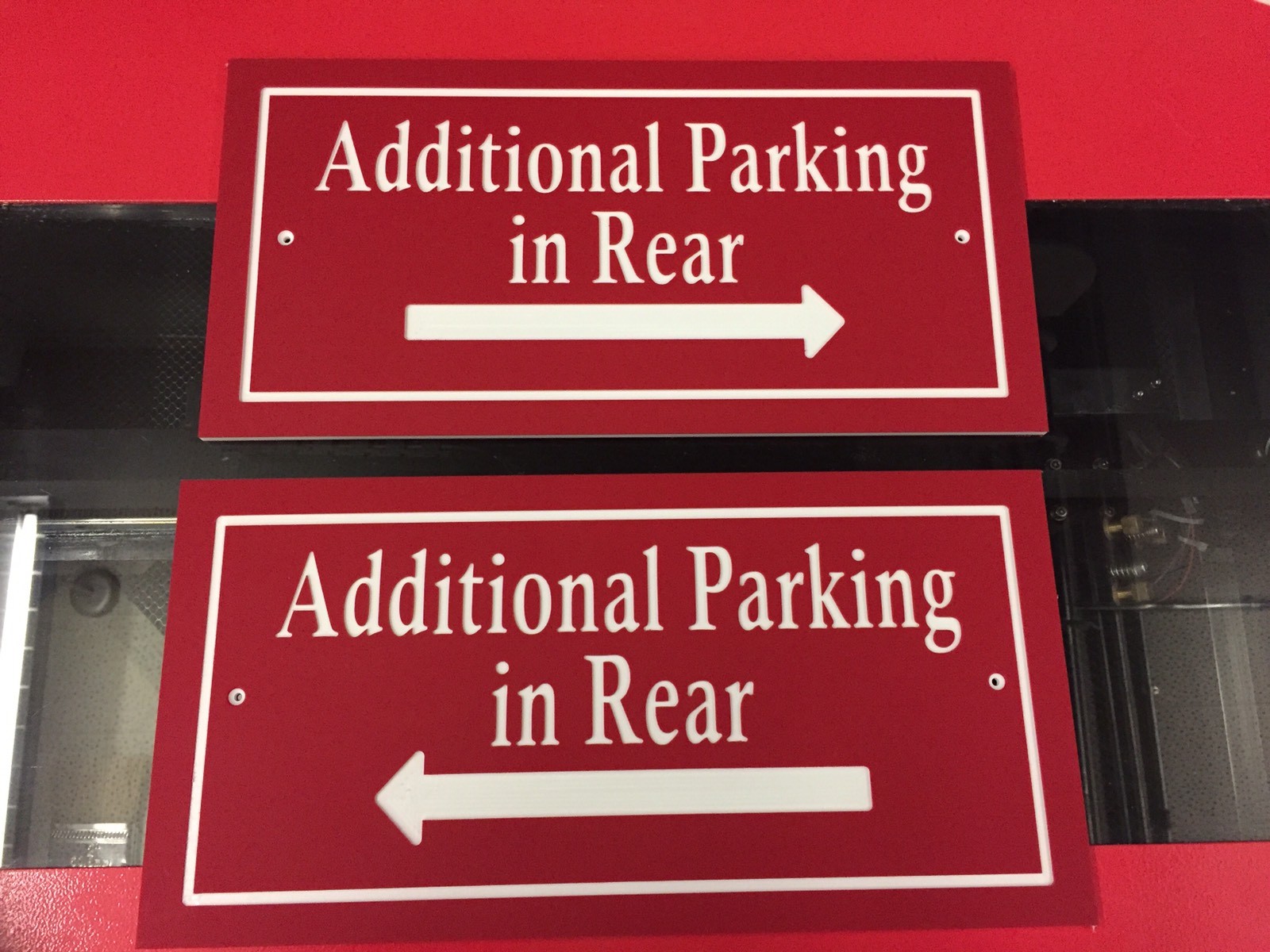 Rectangle Additional Parking in Rear Sign 14×7&Prime; 1/4&Prime; King ColorCore Red/White
