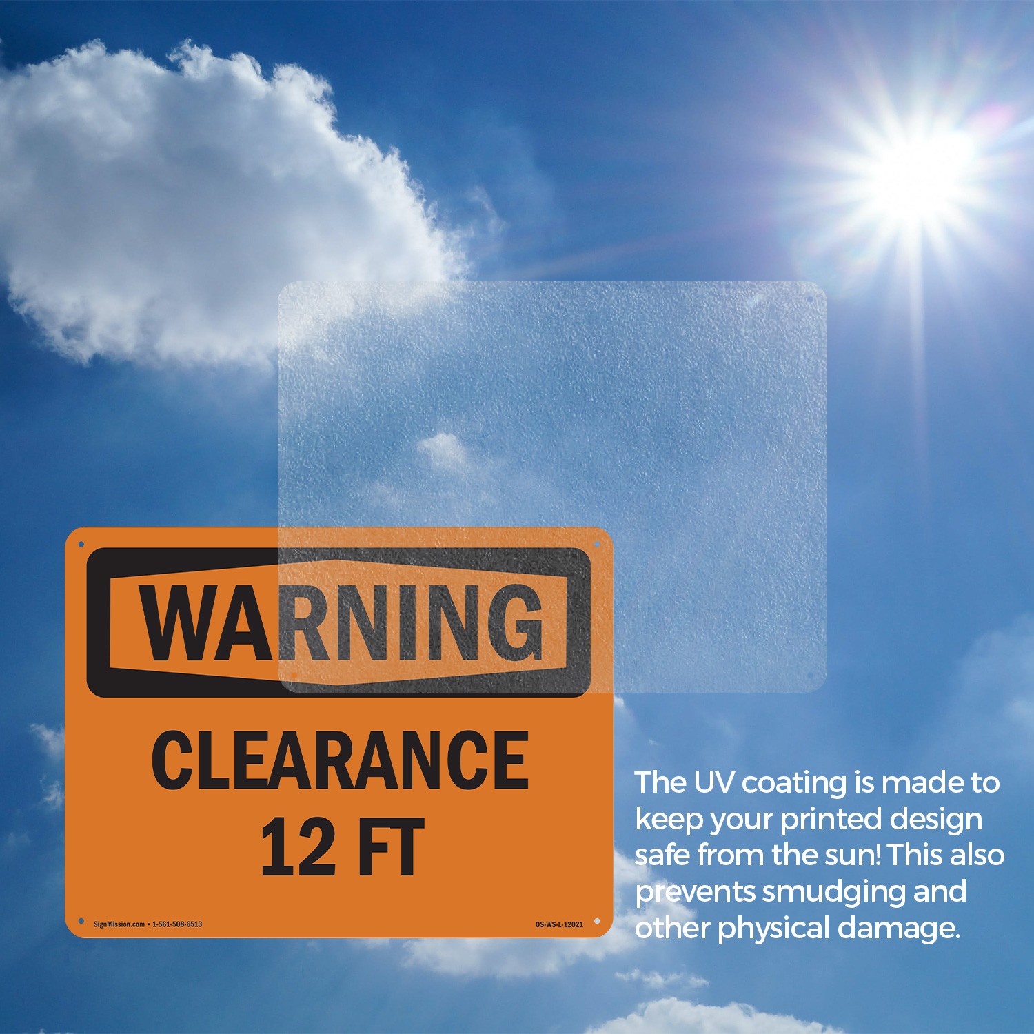 Clearance 12 Ft OSHA WARNING Sign Metal, Plastic, Or Decal – 5 or 10 Pack