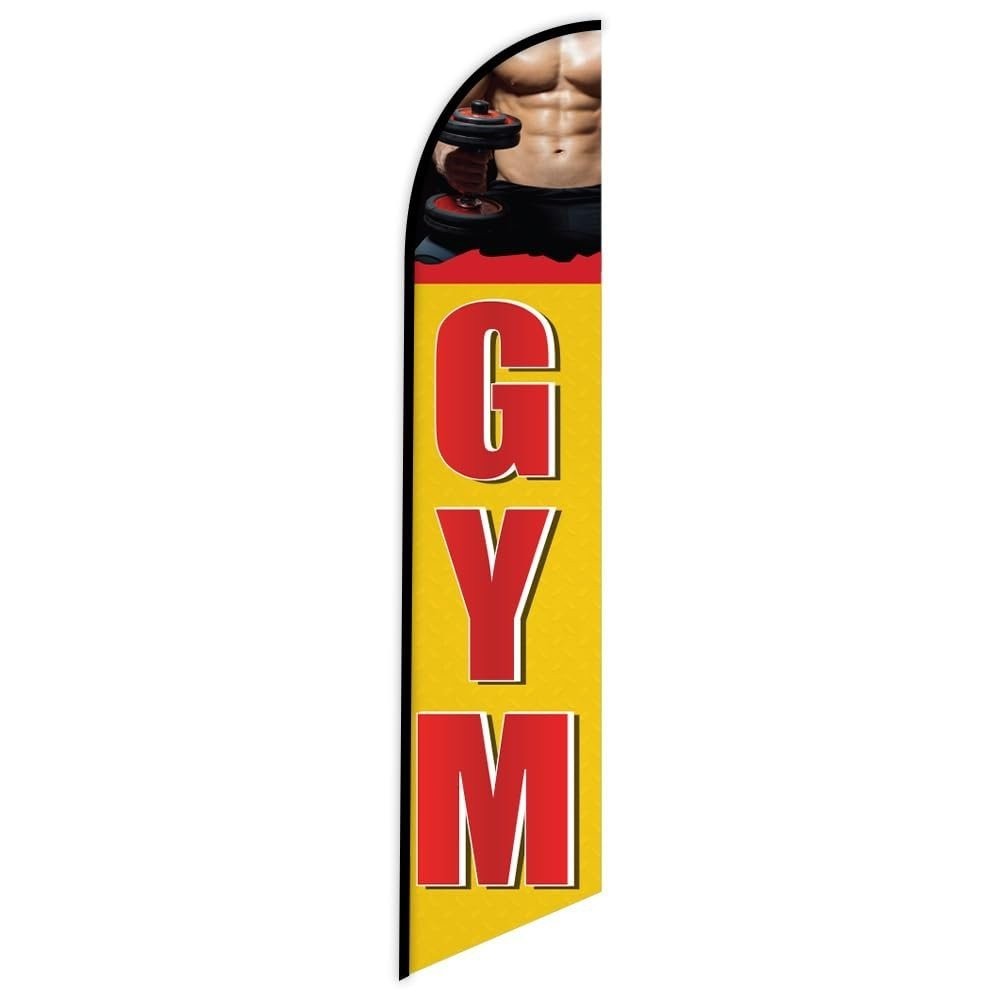 GYM Swooper Windless Feather Flag for Health Clubs and Fitness Centers…