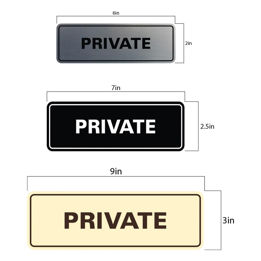 Standard Private Door Wall Sign Silver Medium Office Home Warning Decor Plaque