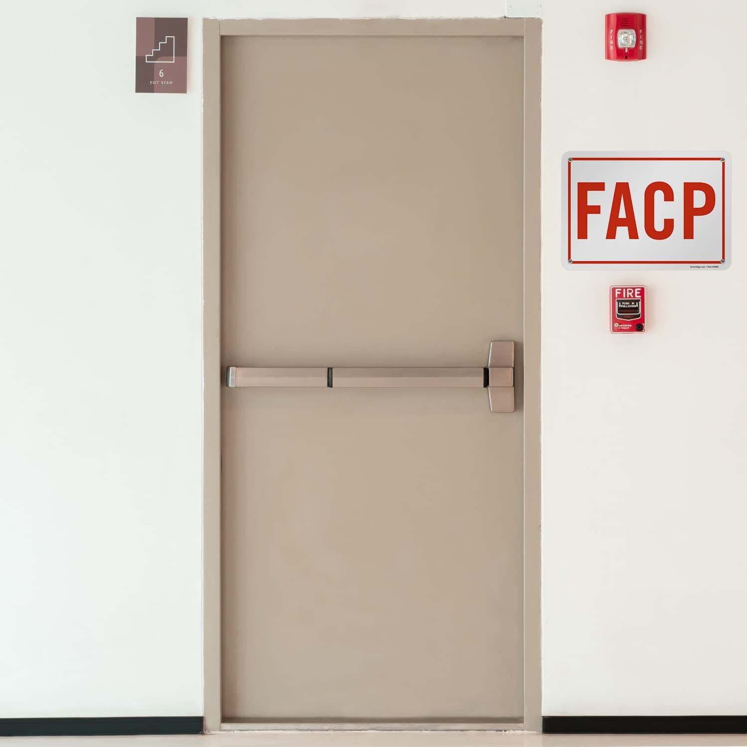 7×10 Inch Aluminum S9296AL10 FACP Sign Red White Fire Alarm Control Panel