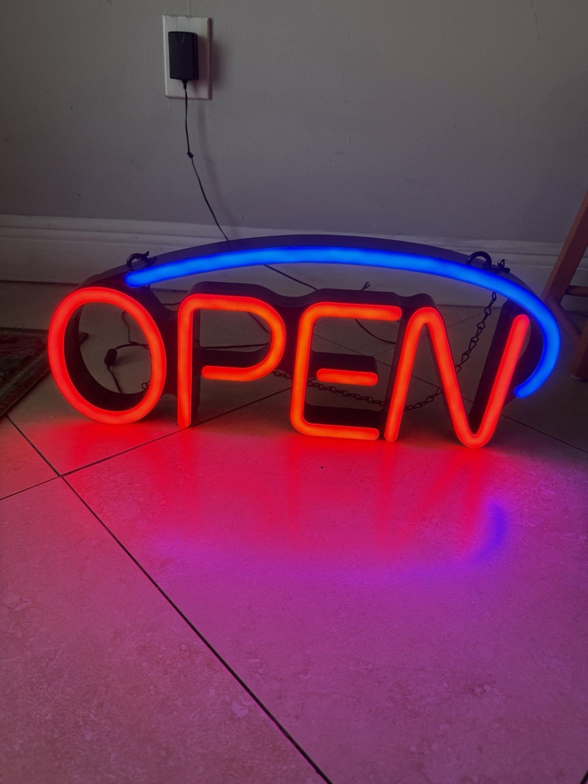 Open Sign For Business LED Neon 22 X 7.5 X 2 Inches Thick Light Bright Sign