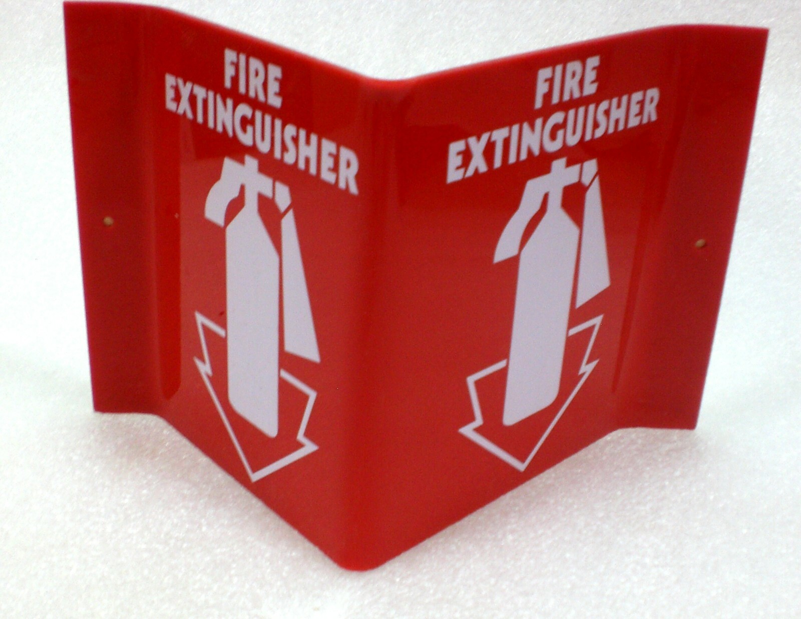 Fire Extinguisher Projection Wall Sign With Arrow, 6&Prime; X 5&Prime;, Red & White