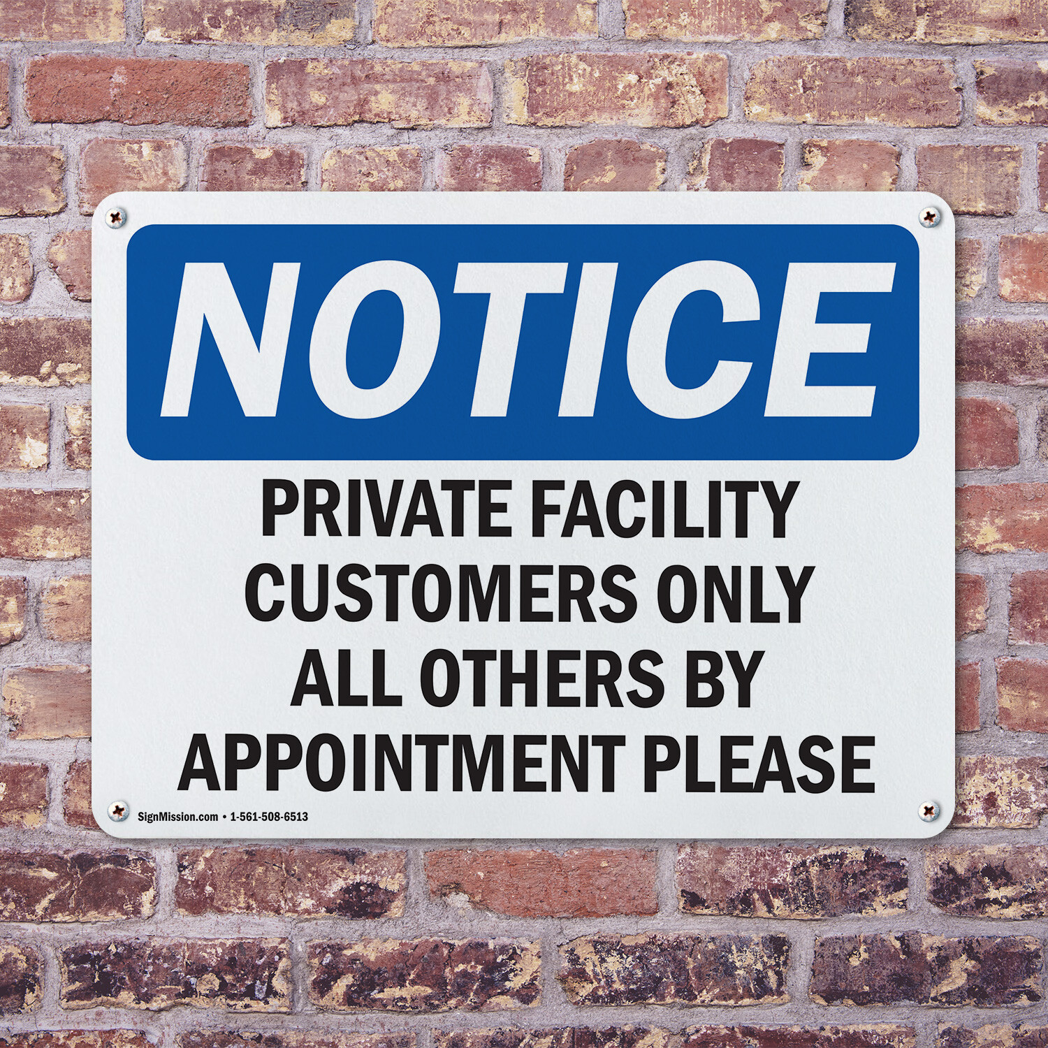 (2 Pack) Private Facility Customers Only All Others OSHA Notice Sign Decal Metal
