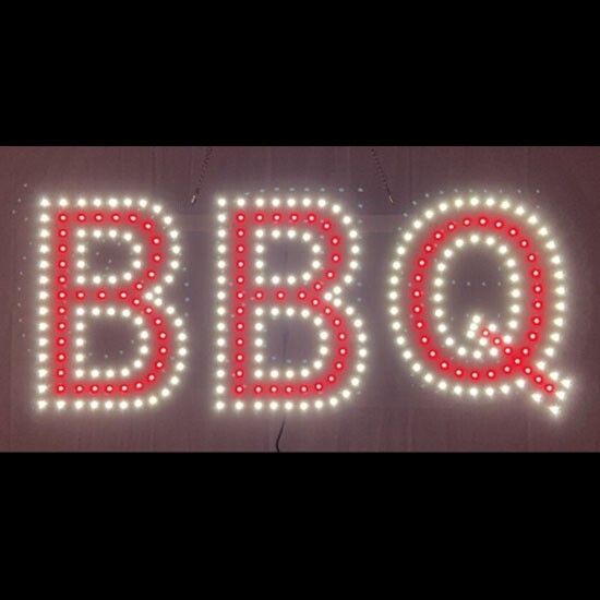 LED BBQ SIGN (12&Prime;X30&Prime; INCH) – WHITE / RED