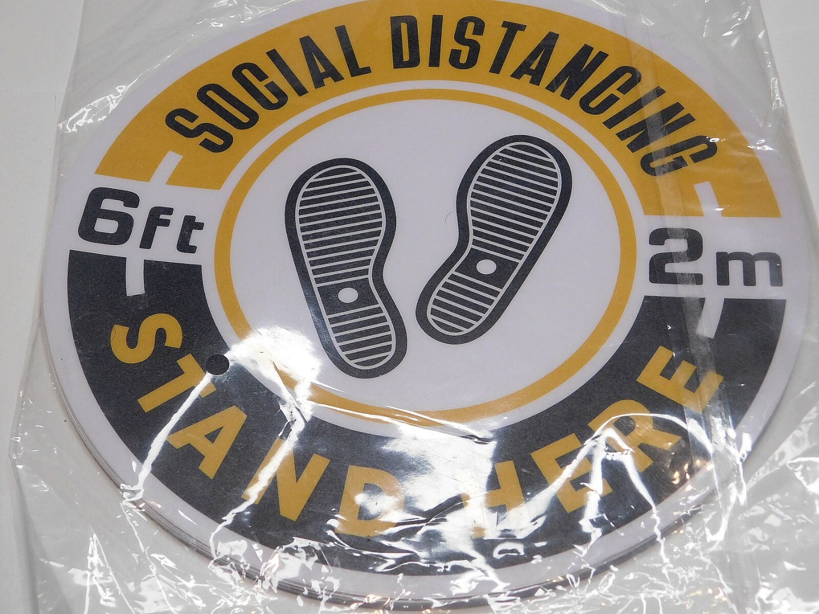 Social Distancing Floor Decals – 8&Prime; Round – Pack of 12 – Six Feet Apart Floor
