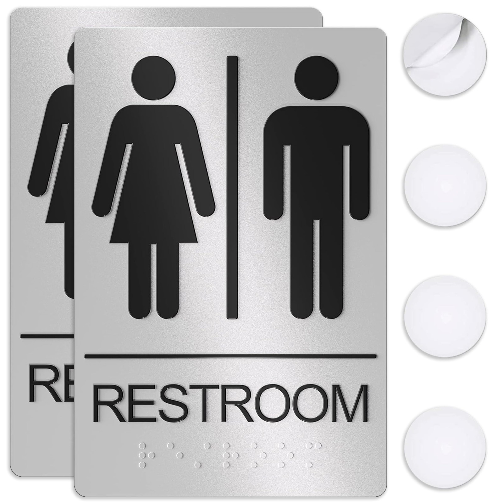 Unisex Bathroom Signs, Restroom Sign For Business – For Men and – 2 Pack – 9&Prime;…