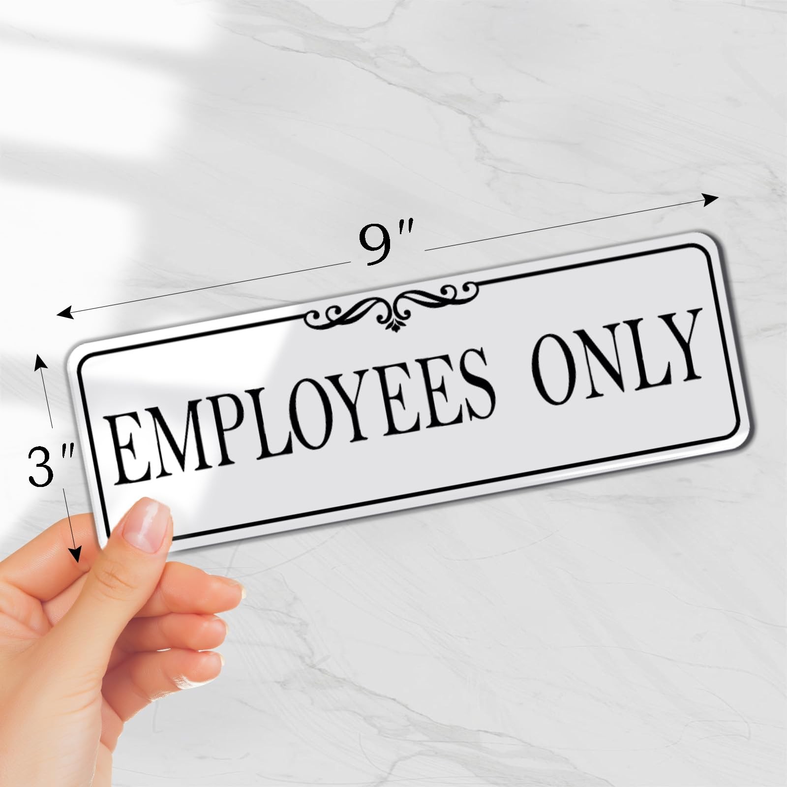 9×3 Inch Employees Only Sign Acrylic Self-stick Door Wall Signage Elegant White