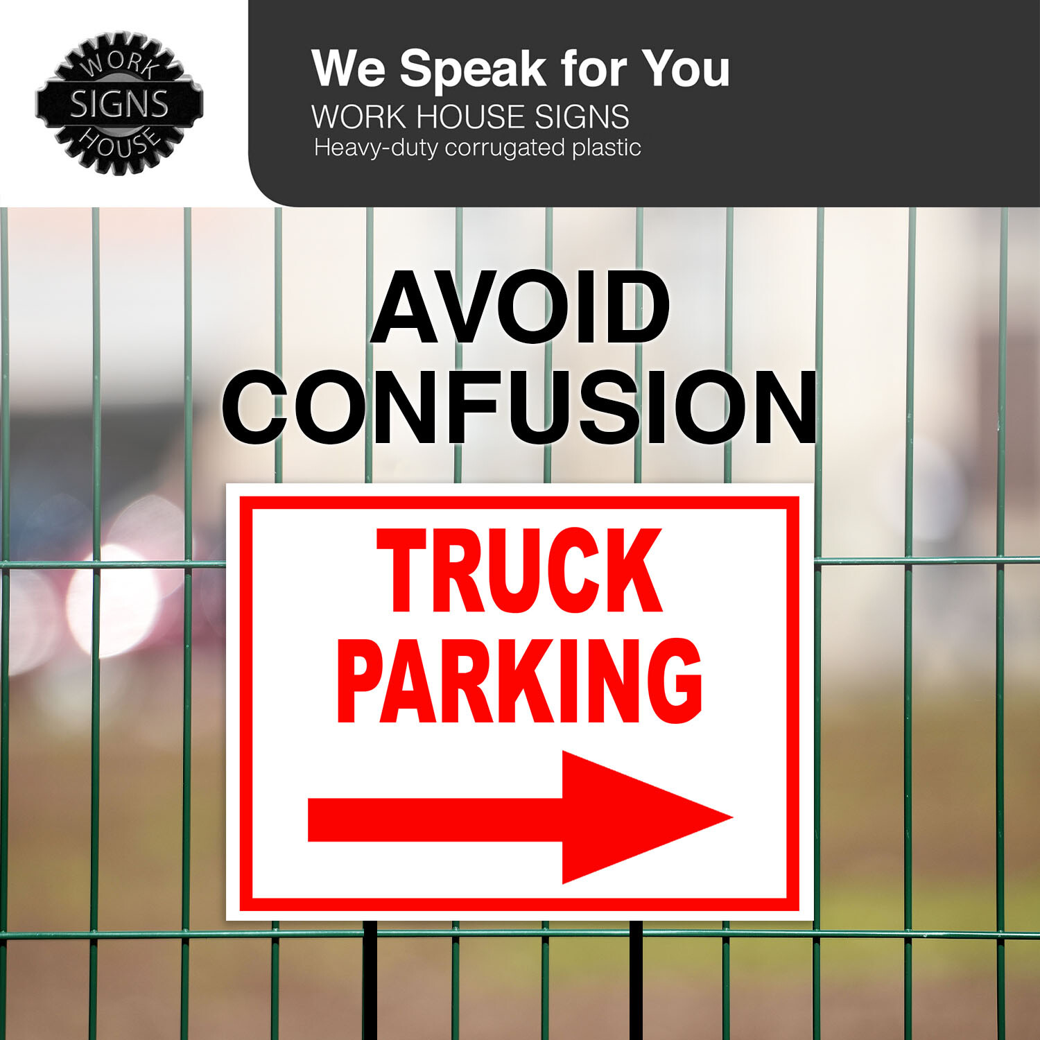 TRUCK PARKING RIGHT arrow red with border Yard Sign with Stand LAWN SIGN