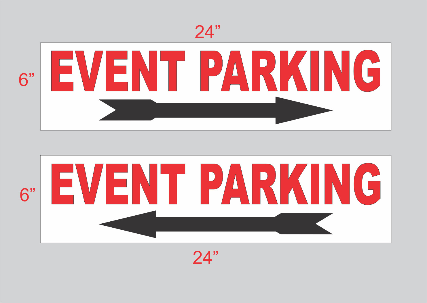 EVENT PARKING with Arrow 6&Prime;x24&Prime; RIDER SIGNS Buy 1 Get 1 FREE 2 Sided Plastic