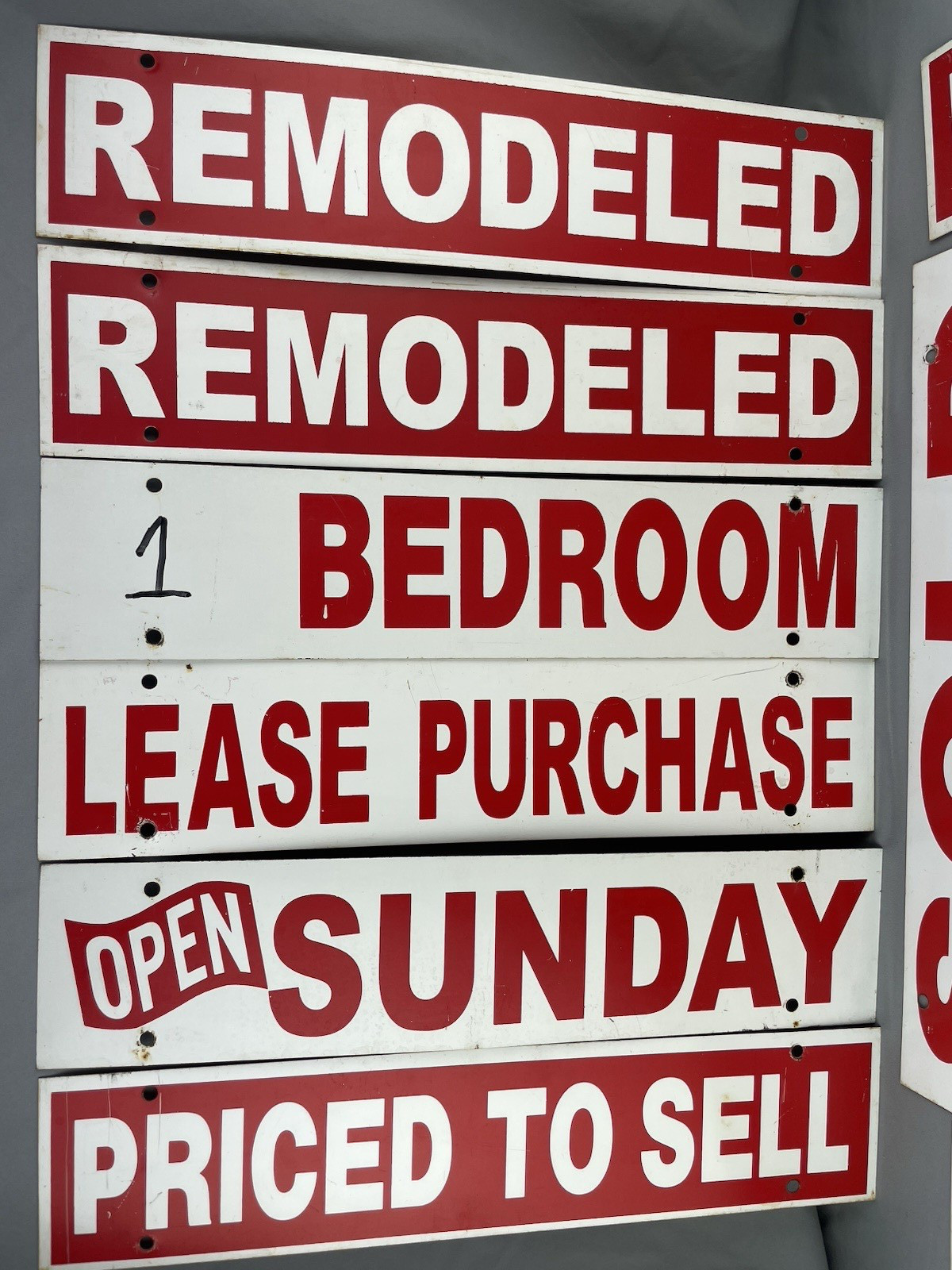 Lot of 13 Metal Real Estate Hanging Signs 4&Prime; x 18&Prime; Golf Course Horse Privileges