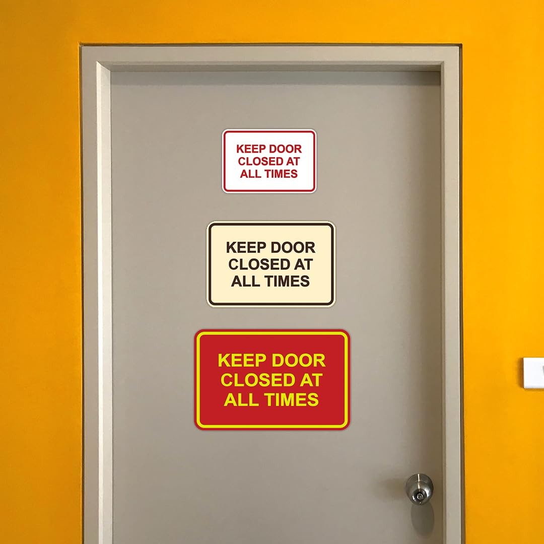 2 Pack Small Red Classic Framed Keep Door Closed At All Times Sign
